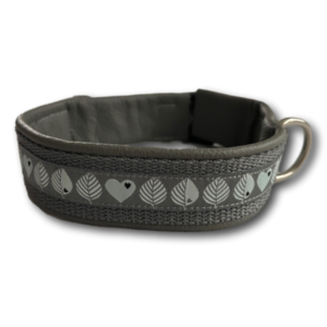 BT Hundehalsband grau Herzen Leder grau